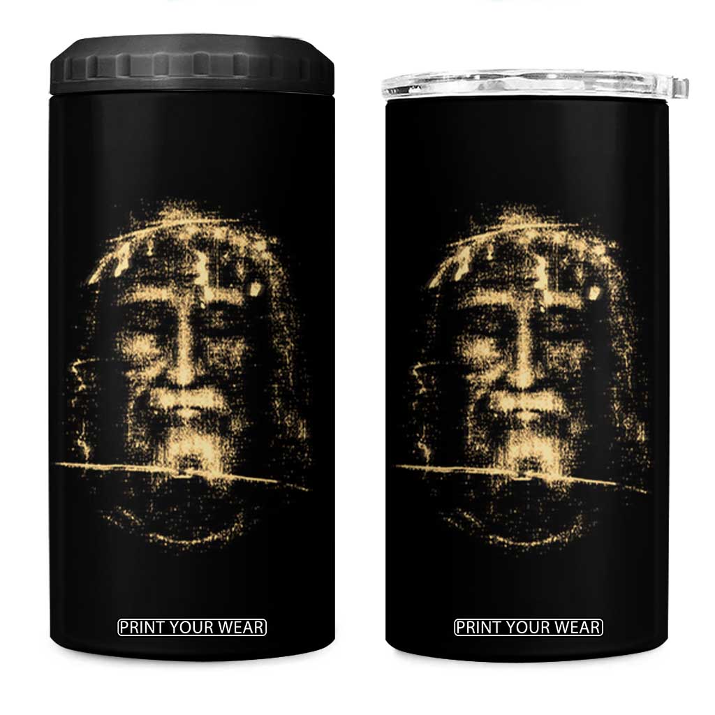 Shroud Of Turin Jesus 4 in 1 Can Cooler Tumbler Jesus Christ Face Religious Catholic Christian Faith TS10 One Size: 16 oz Black Print Your Wear