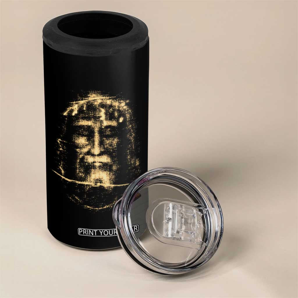 Shroud Of Turin Jesus 4 in 1 Can Cooler Tumbler Jesus Christ Face Religious Catholic Christian Faith TS10 Print Your Wear