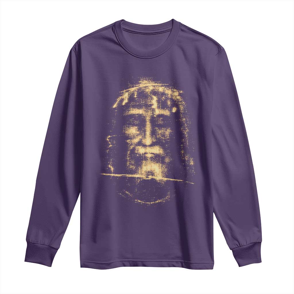Shroud Of Turin Jesus Long Sleeve Shirt Jesus Christ Face Religious Catholic Christian Faith TS10 Purple Print Your Wear
