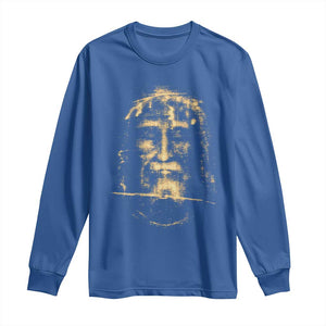 Shroud Of Turin Jesus Long Sleeve Shirt Jesus Christ Face Religious Catholic Christian Faith TS10 Royal Blue Print Your Wear