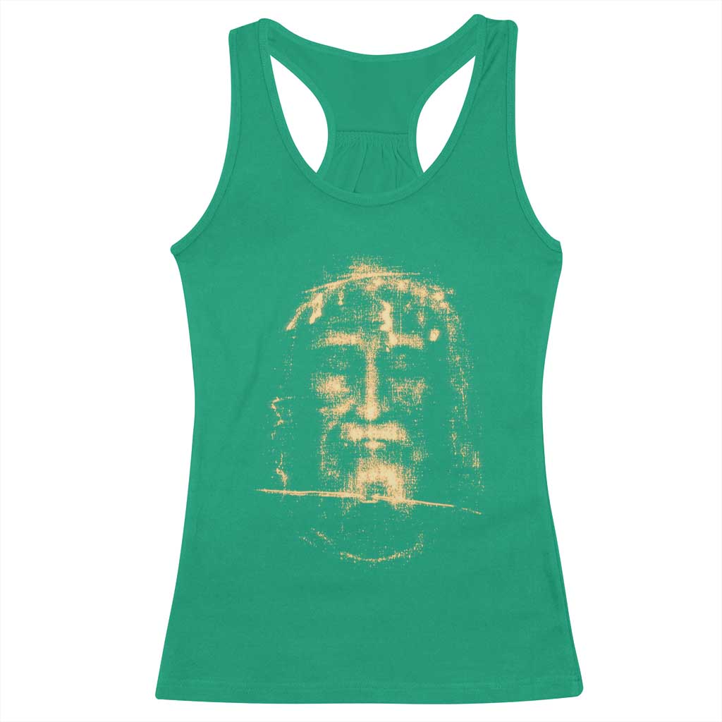 Shroud Of Turin Jesus Racerback Tank Top Jesus Christ Face Religious Catholic Christian Faith TS10 Irish Green Print Your Wear