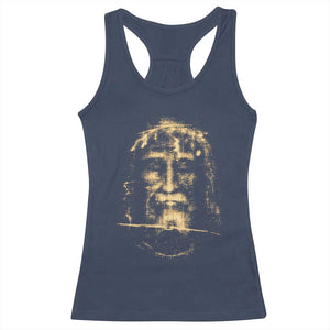 Shroud Of Turin Jesus Racerback Tank Top Jesus Christ Face Religious Catholic Christian Faith TS10 Navy Print Your Wear