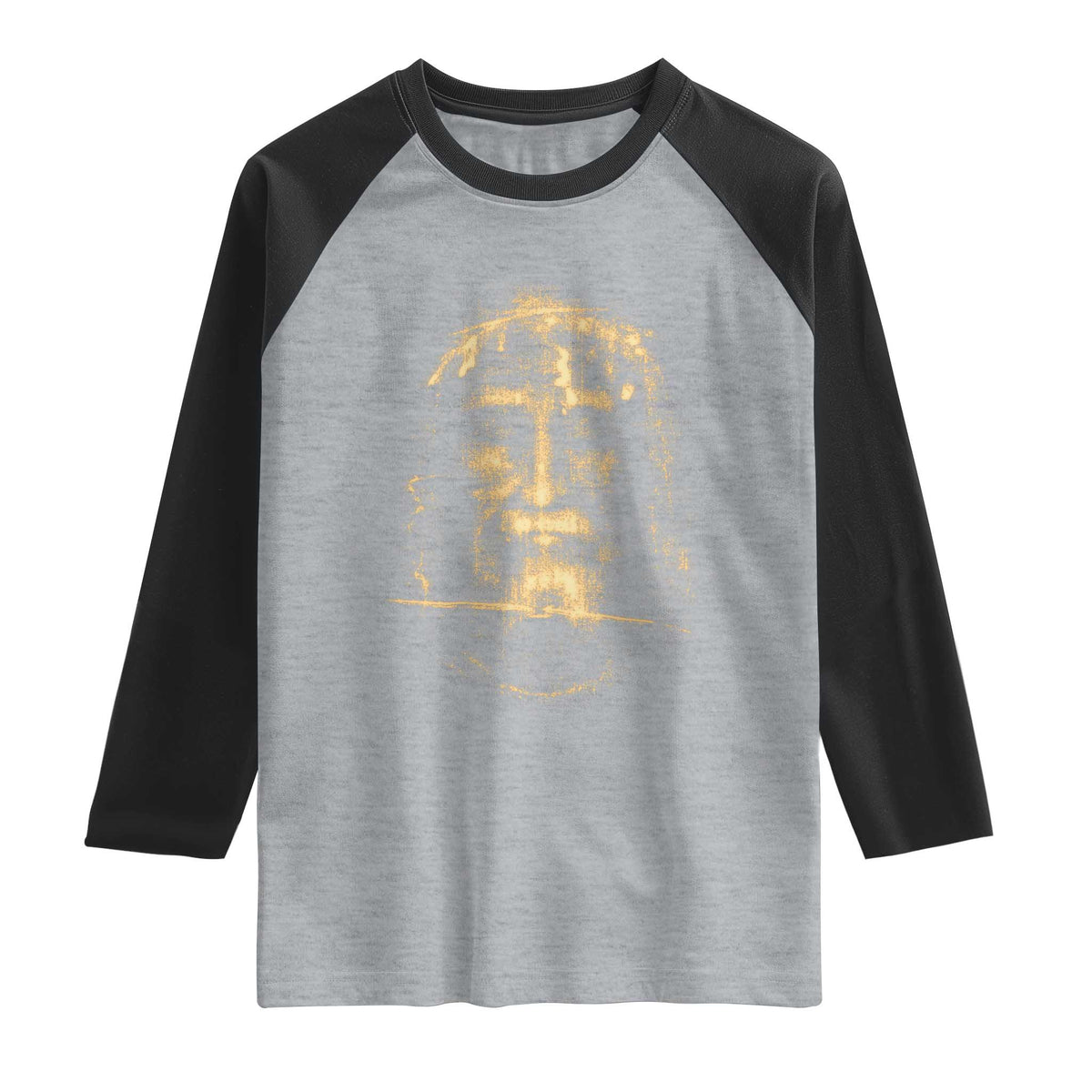 Shroud Of Turin Jesus Raglan Shirt Jesus Christ Face Religious Catholic Christian Faith TS10 Heather Gray Black Print Your Wear