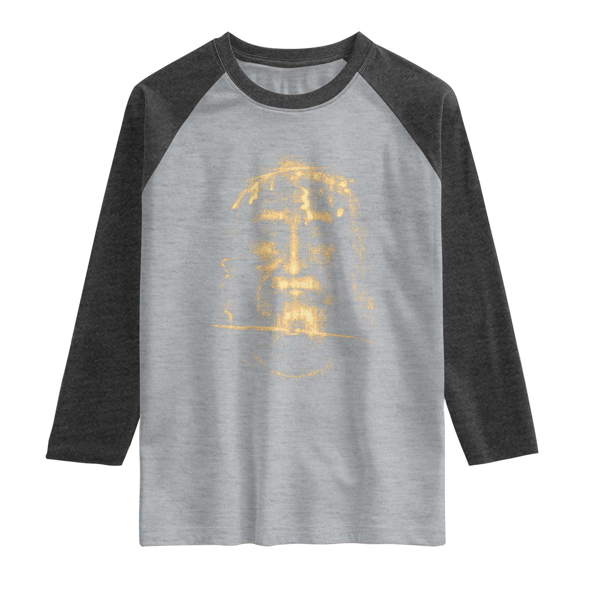Shroud Of Turin Jesus Raglan Shirt Jesus Christ Face Religious Catholic Christian Faith TS10 Heather Gray Heather Charcoal Print Your Wear