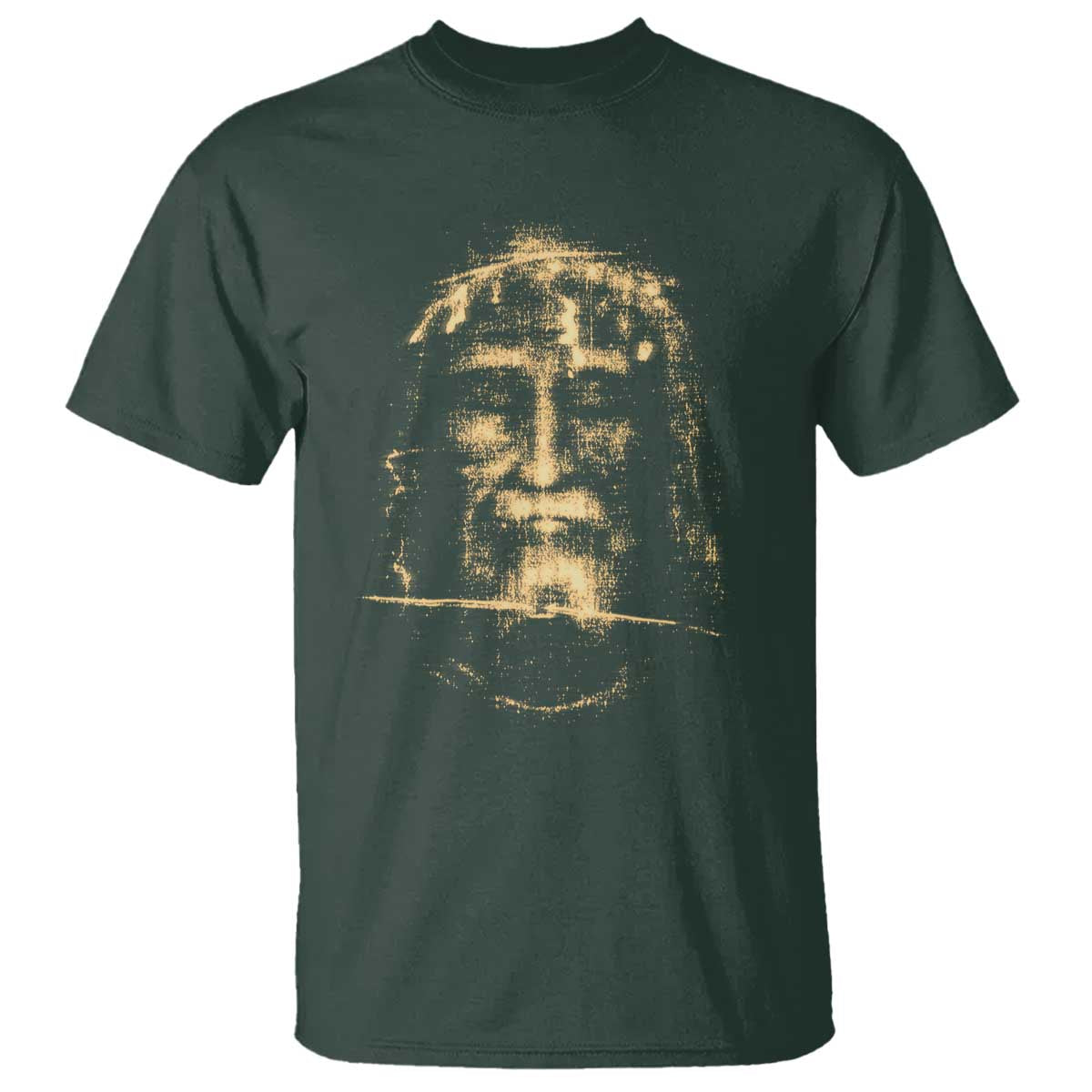Shroud Of Turin Jesus T Shirt Jesus Christ Face Religious Catholic Christian Faith TS10 Dark Forest Green Print Your Wear