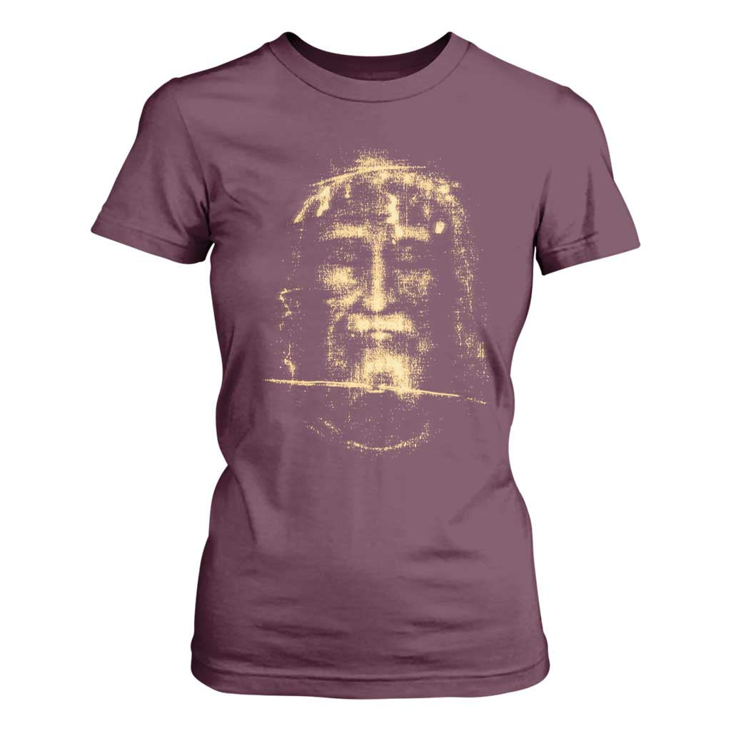 Shroud Of Turin Jesus T Shirt For Women Jesus Christ Face Religious Catholic Christian Faith TS10 Maroon Print Your Wear