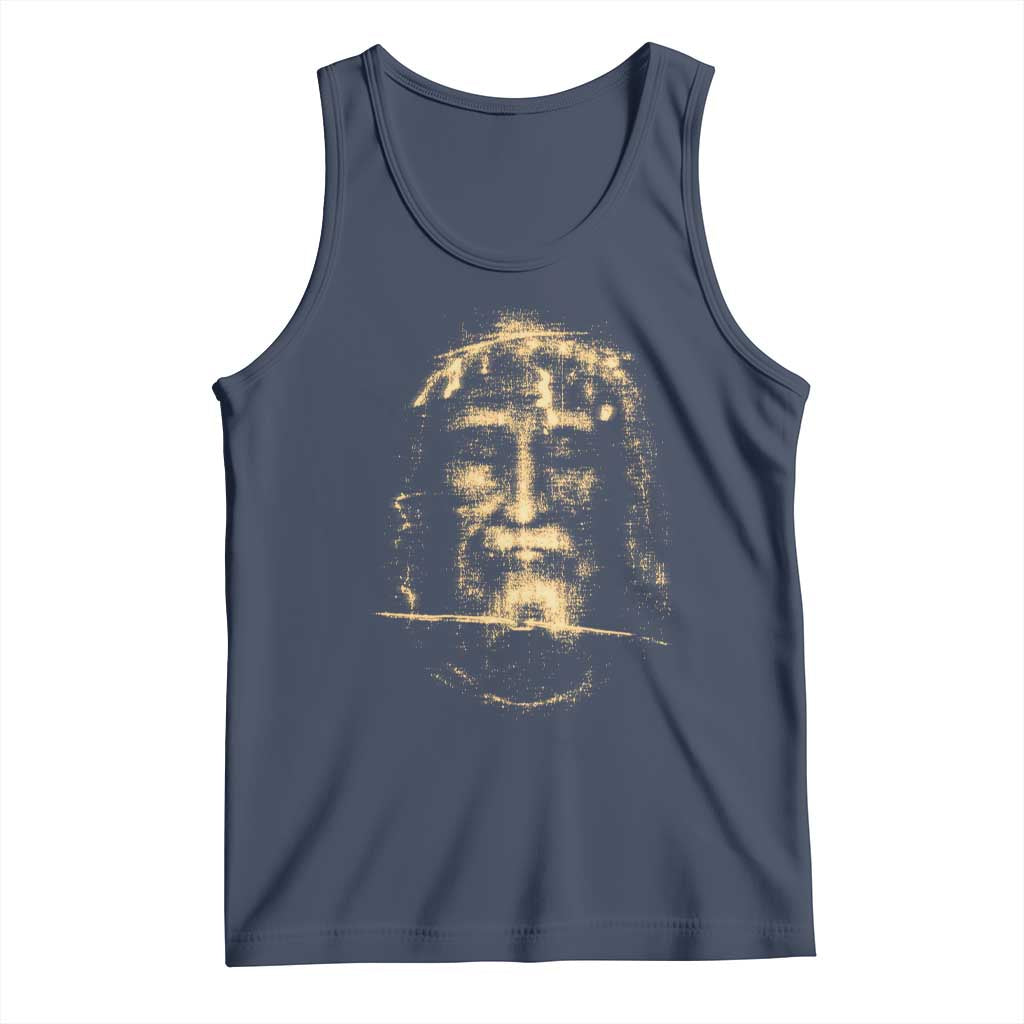 Shroud Of Turin Jesus Tank Top Jesus Christ Face Religious Catholic Christian Faith TS10 Navy Print Your Wear