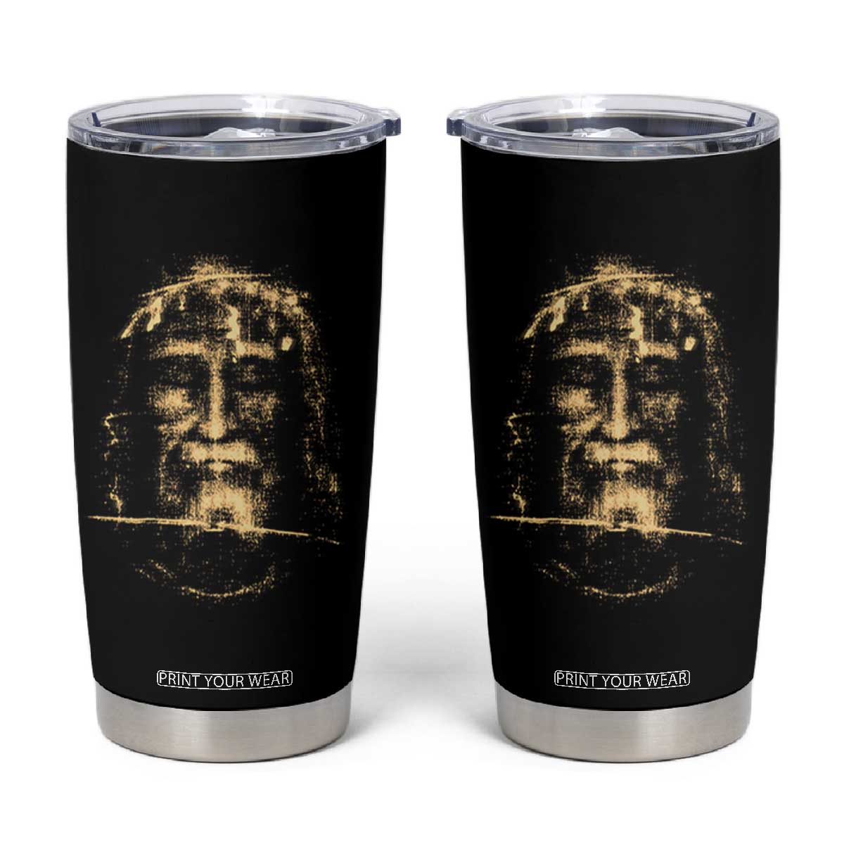 Shroud Of Turin Jesus Tumbler Cup Jesus Christ Face Religious Catholic Christian Faith TS10 Black Print Your Wear