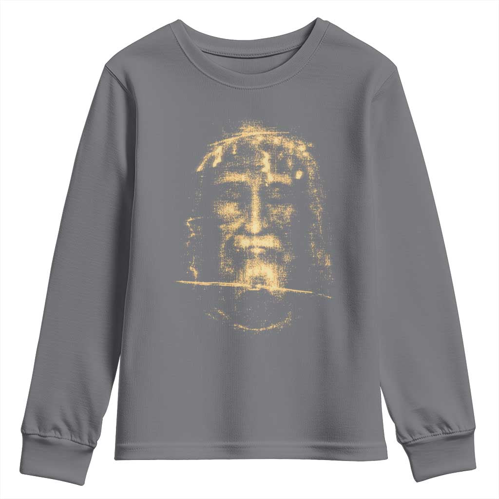 Shroud Of Turin Jesus Youth Sweatshirt Jesus Christ Face Religious Catholic Christian Faith TS10 Charcoal Print Your Wear
