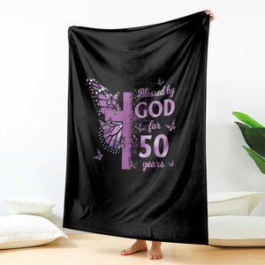 50th Birthday Gifts For Her Throw Blanket Blessed By God For 50 Years Christian Butterfly Cross TS10 Print Your Wear