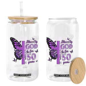 50th Birthday Gifts For Her Glass Can Blessed By God For 50 Years Christian Butterfly Cross TS10 Print Your Wear