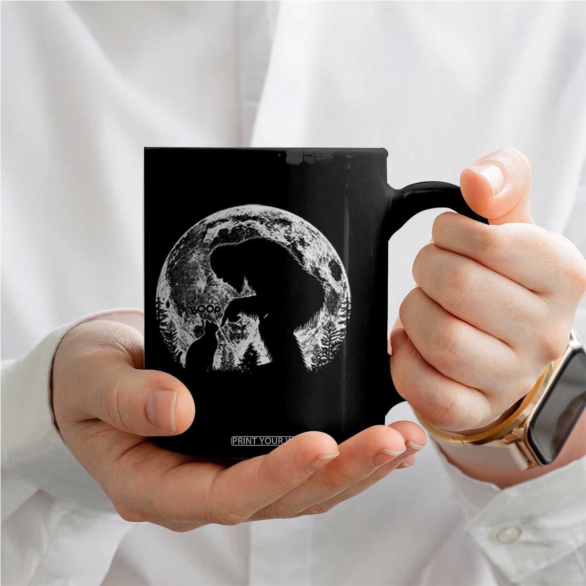 Fun Hand Boop Nose Bigfoot Cat Coffee Mug Sasquatch Full Moon TS10 Print Your Wear