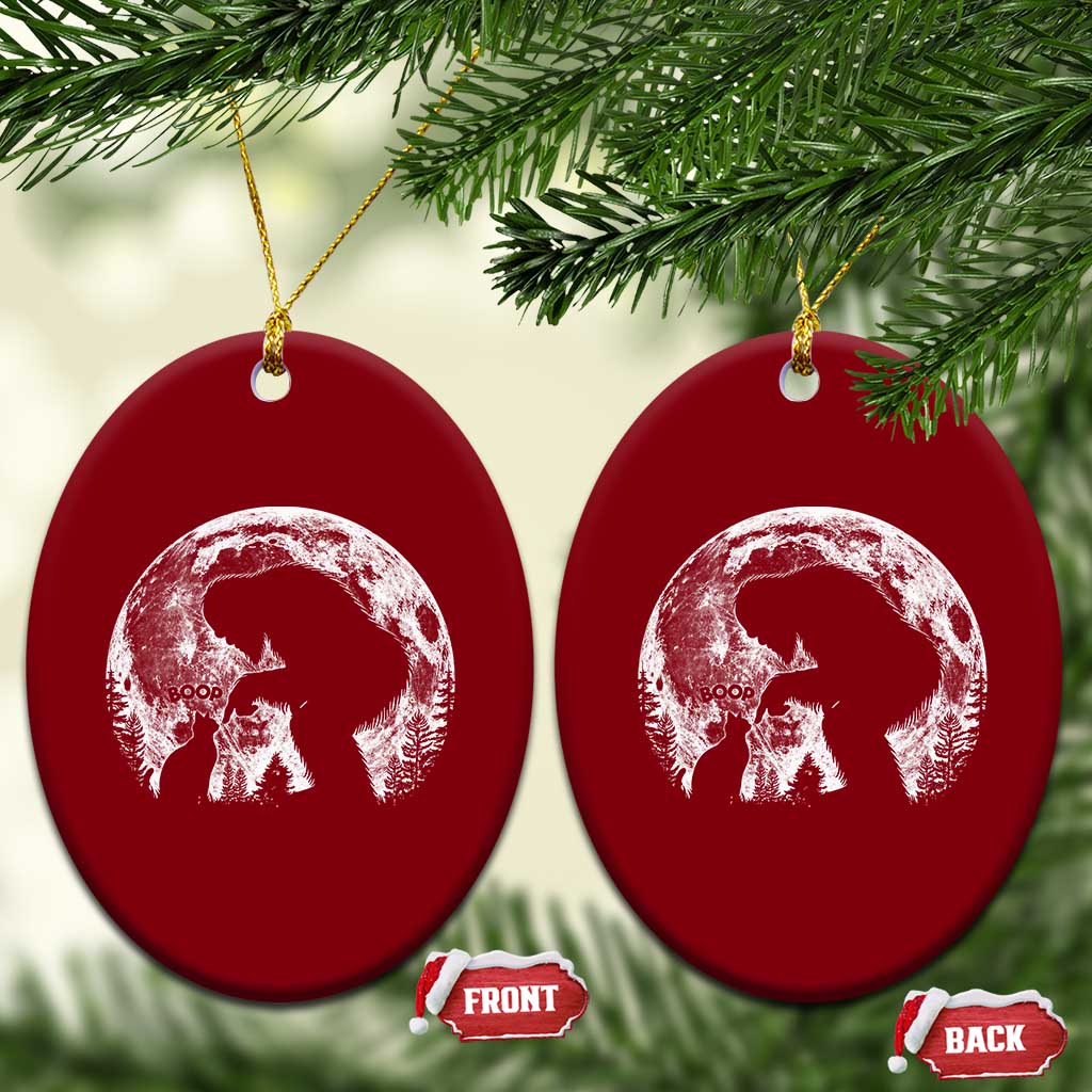 Fun Hand Boop Nose Bigfoot Cat Ceramic Ornament Sasquatch Full Moon TS10 Print Your Wear