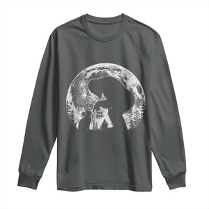 Fun Hand Boop Nose Bigfoot Cat Long Sleeve Shirt Sasquatch Full Moon TS10 Dark Heather Print Your Wear