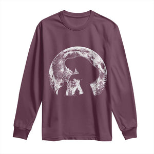 Fun Hand Boop Nose Bigfoot Cat Long Sleeve Shirt Sasquatch Full Moon TS10 Maroon Print Your Wear