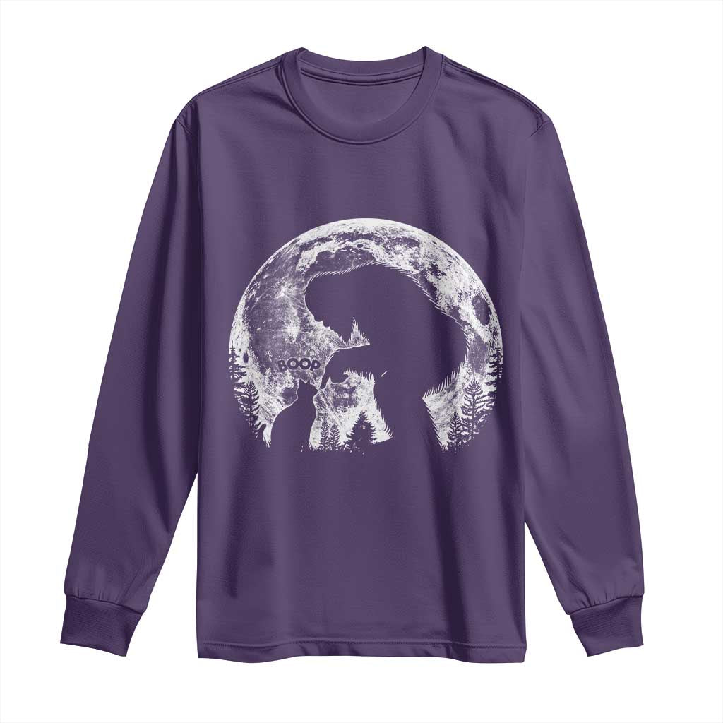 Fun Hand Boop Nose Bigfoot Cat Long Sleeve Shirt Sasquatch Full Moon TS10 Purple Print Your Wear