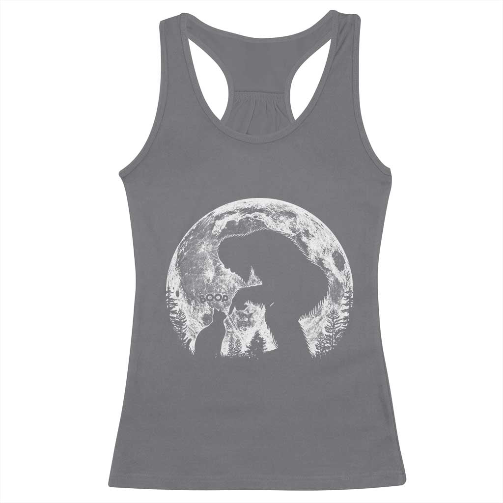 Fun Hand Boop Nose Bigfoot Cat Racerback Tank Top Sasquatch Full Moon TS10 Charcoal Print Your Wear