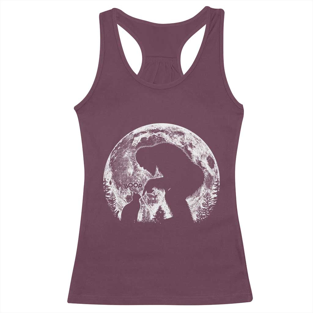 Fun Hand Boop Nose Bigfoot Cat Racerback Tank Top Sasquatch Full Moon TS10 Maroon Print Your Wear