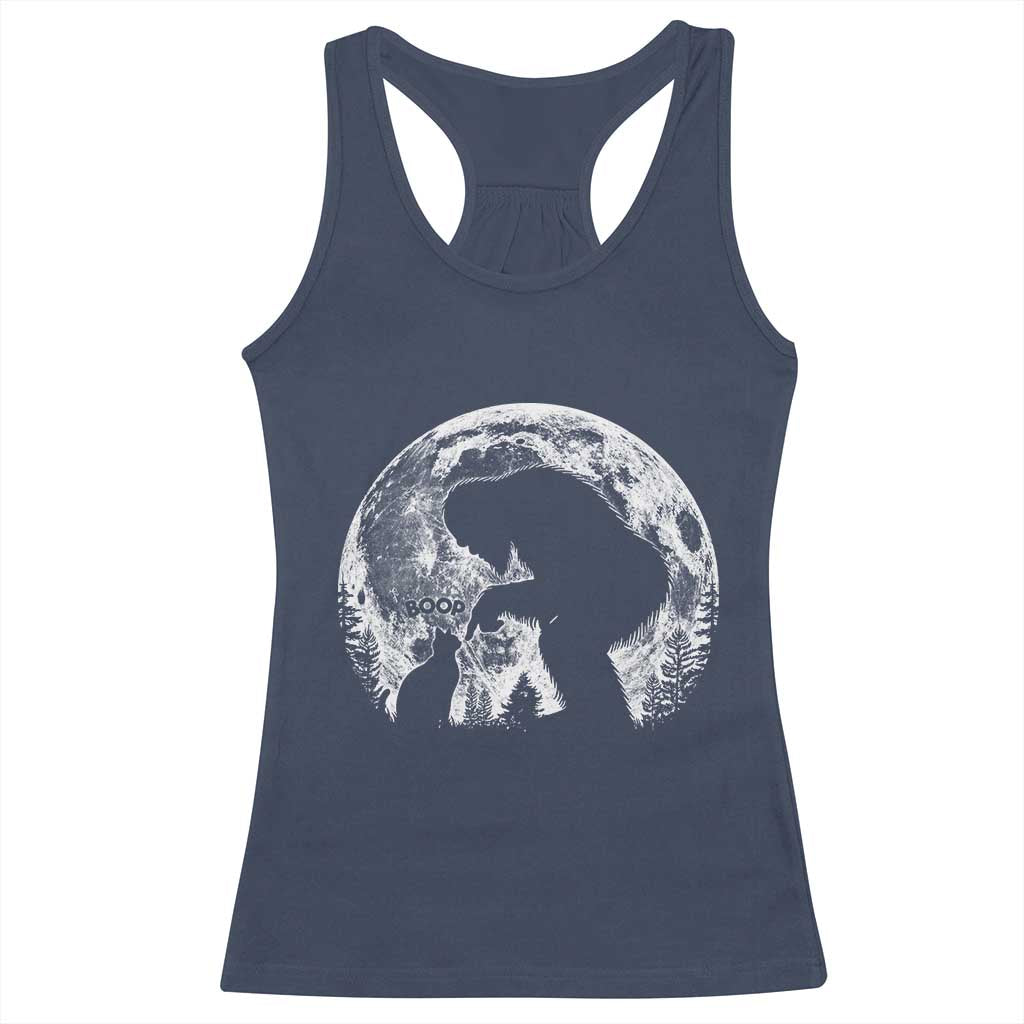 Fun Hand Boop Nose Bigfoot Cat Racerback Tank Top Sasquatch Full Moon TS10 Navy Print Your Wear