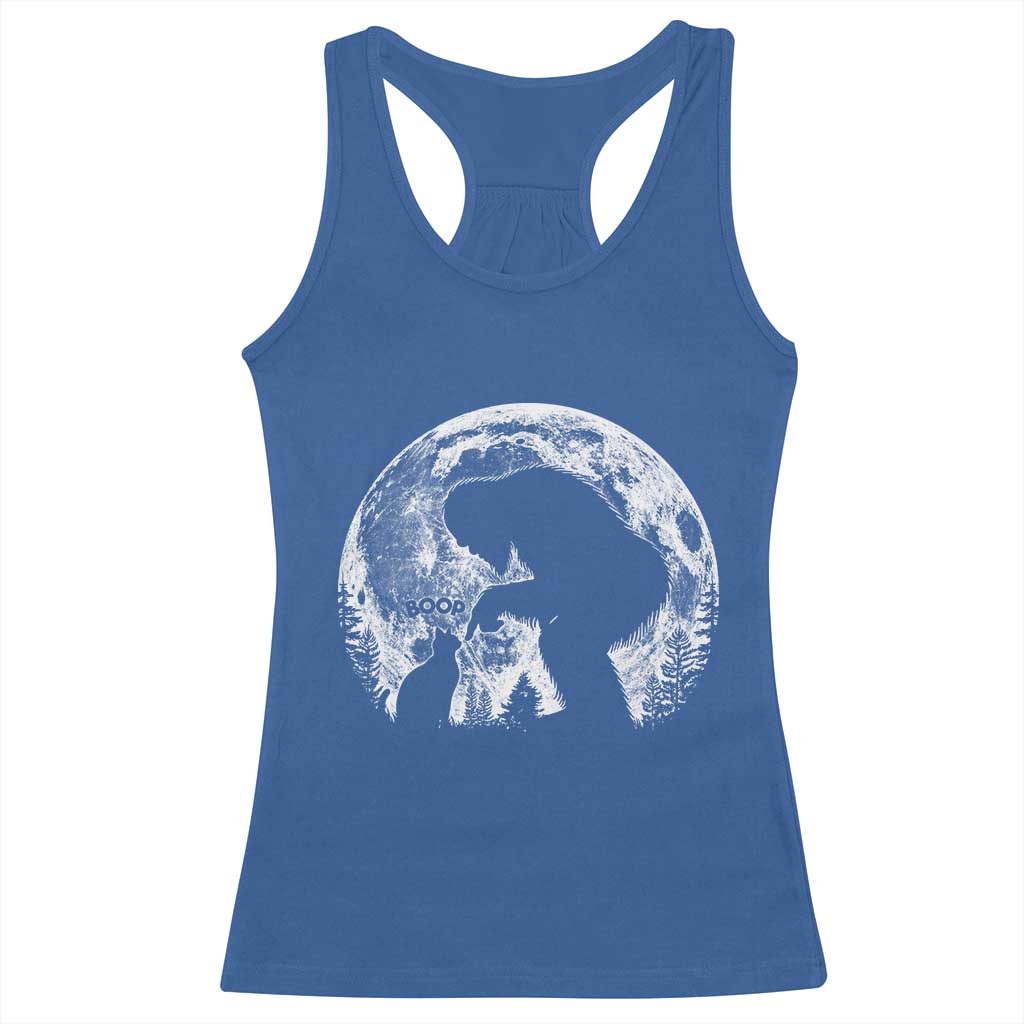 Fun Hand Boop Nose Bigfoot Cat Racerback Tank Top Sasquatch Full Moon TS10 Royal Blue Print Your Wear