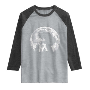 Fun Hand Boop Nose Bigfoot Cat Raglan Shirt Sasquatch Full Moon TS10 Heather Gray Heather Charcoal Print Your Wear