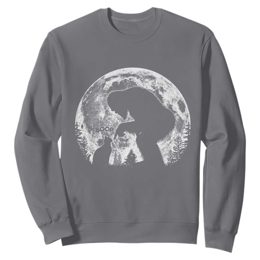 Fun Hand Boop Nose Bigfoot Cat Sweatshirt Sasquatch Full Moon TS10 Charcoal Print Your Wear