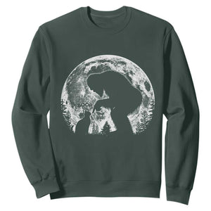 Fun Hand Boop Nose Bigfoot Cat Sweatshirt Sasquatch Full Moon TS10 Dark Forest Green Print Your Wear