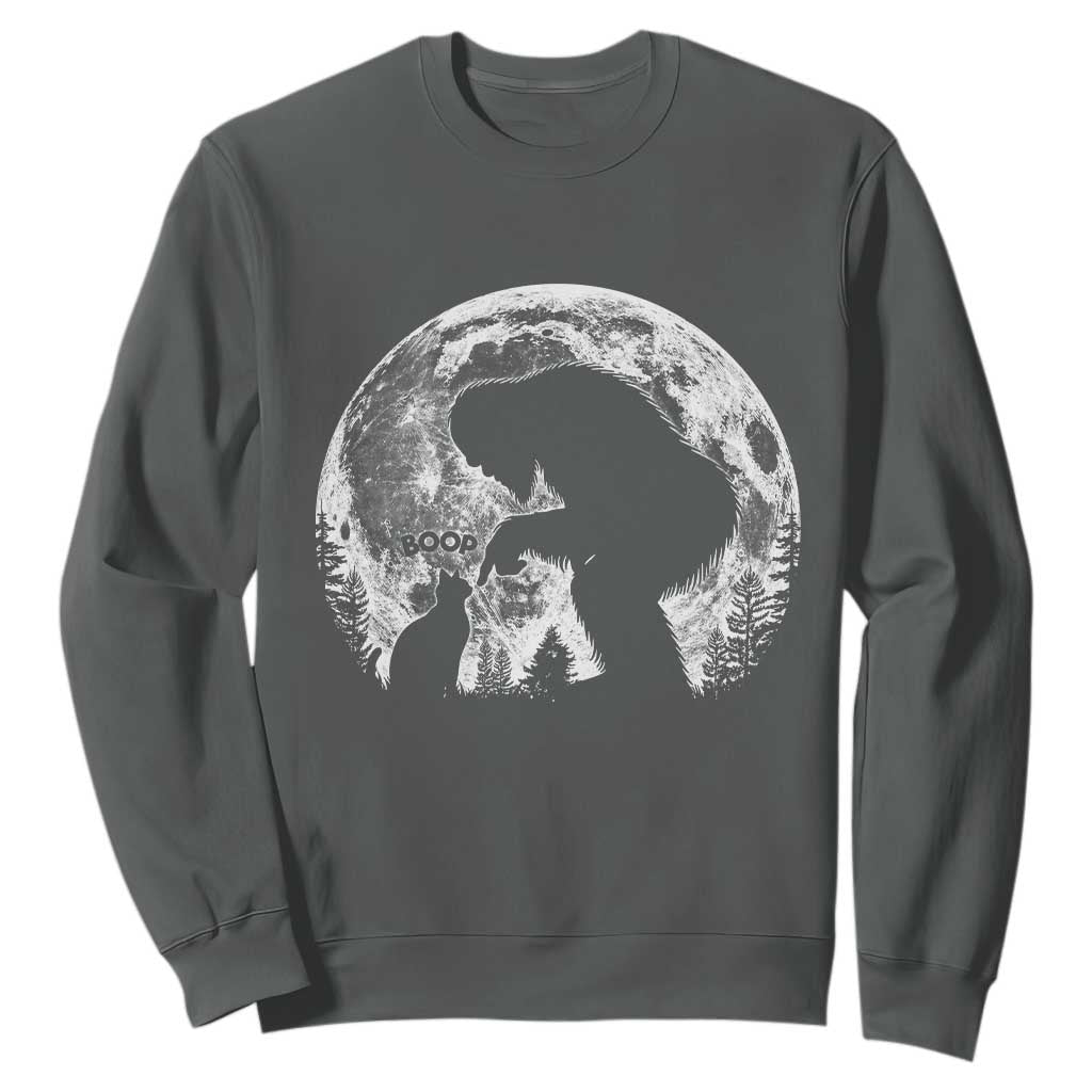 Fun Hand Boop Nose Bigfoot Cat Sweatshirt Sasquatch Full Moon TS10 Dark Heather Print Your Wear