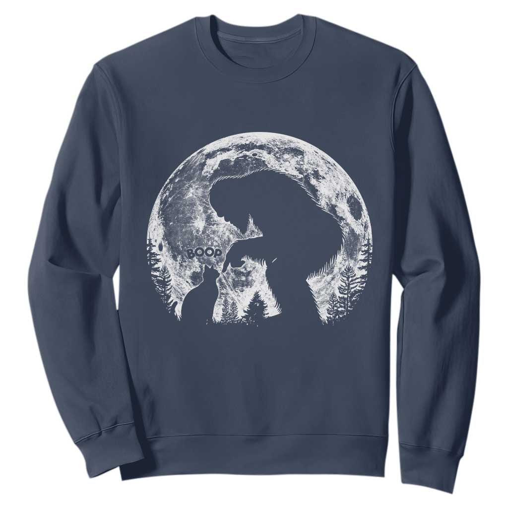 Fun Hand Boop Nose Bigfoot Cat Sweatshirt Sasquatch Full Moon TS10 Navy Print Your Wear
