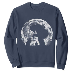 Fun Hand Boop Nose Bigfoot Cat Sweatshirt Sasquatch Full Moon TS10 Navy Print Your Wear