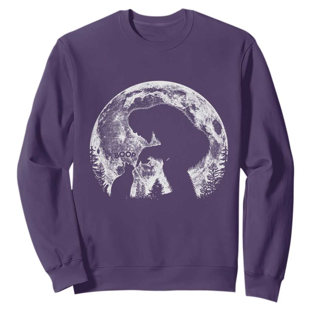 Fun Hand Boop Nose Bigfoot Cat Sweatshirt Sasquatch Full Moon TS10 Purple Print Your Wear