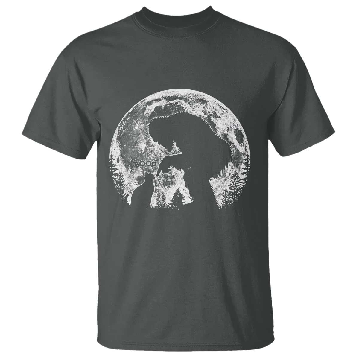 Fun Hand Boop Nose Bigfoot Cat T Shirt Sasquatch Full Moon TS10 Dark Heather Print Your Wear