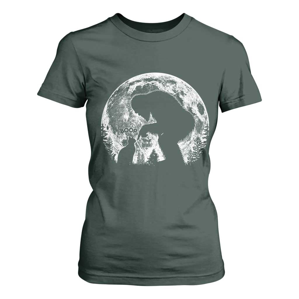 Fun Hand Boop Nose Bigfoot Cat T Shirt For Women Sasquatch Full Moon TS10 Dark Forest Green Print Your Wear
