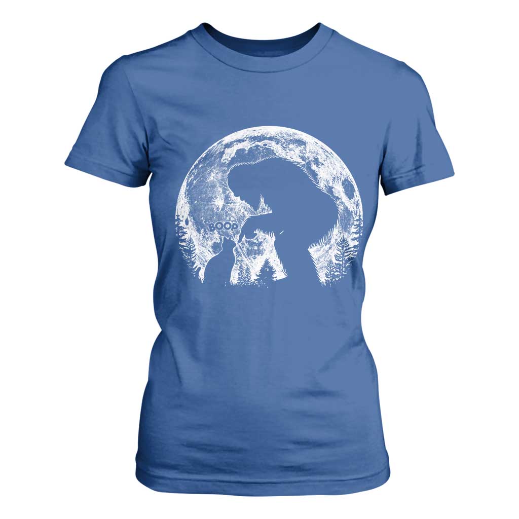 Fun Hand Boop Nose Bigfoot Cat T Shirt For Women Sasquatch Full Moon TS10 Royal Blue Print Your Wear