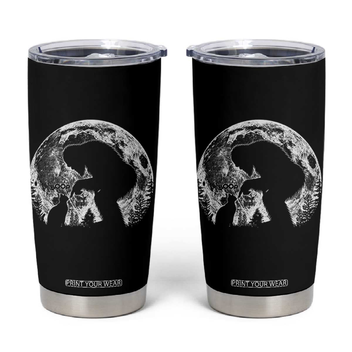 Fun Hand Boop Nose Bigfoot Cat Tumbler Cup Sasquatch Full Moon TS10 Black Print Your Wear