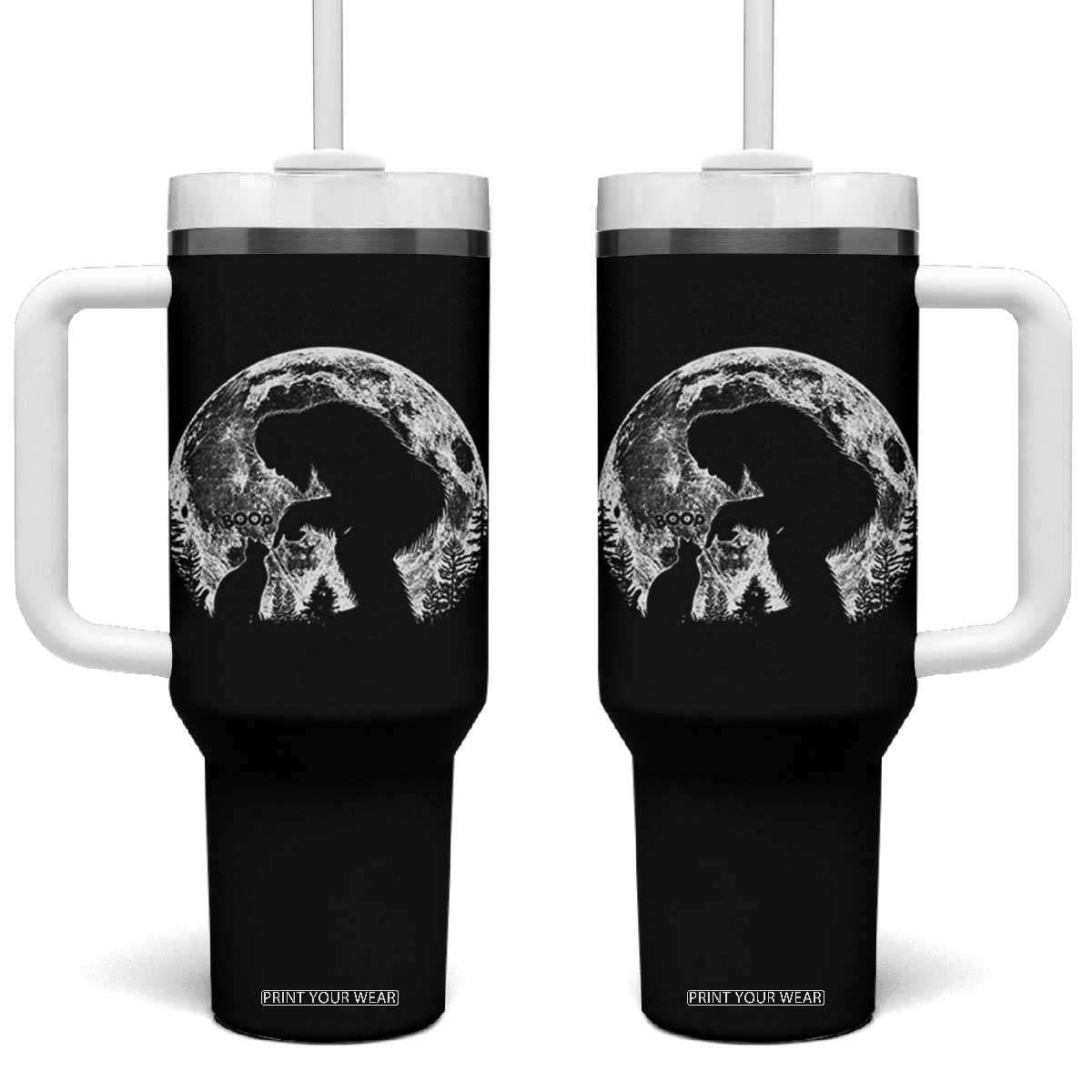 Fun Hand Boop Nose Bigfoot Cat Tumbler With Handle Sasquatch Full Moon TS10 One Size: 40 oz Black Print Your Wear