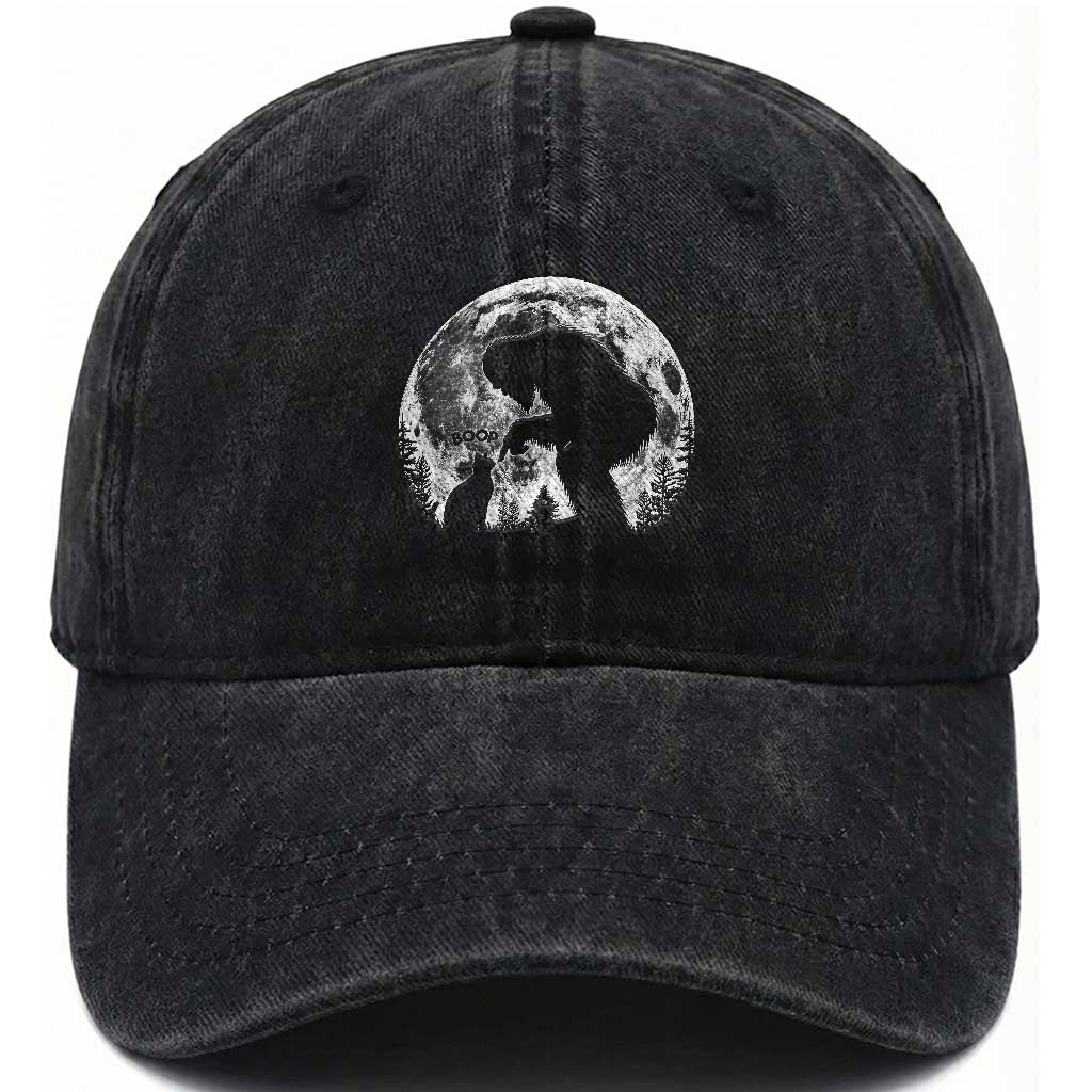 Fun Hand Boop Nose Bigfoot Cat Washed Cotton Baseball Cap Sasquatch Full Moon TS10 Print Your Wear