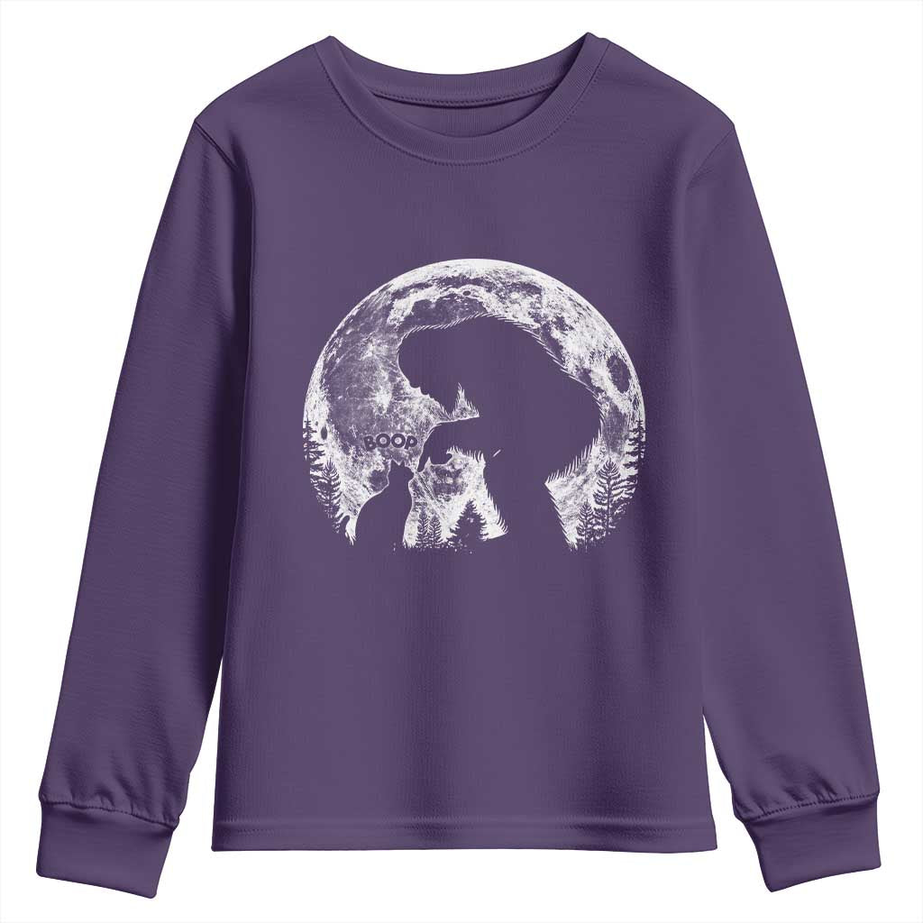 Fun Hand Boop Nose Bigfoot Cat Youth Sweatshirt Sasquatch Full Moon TS10 Purple Print Your Wear