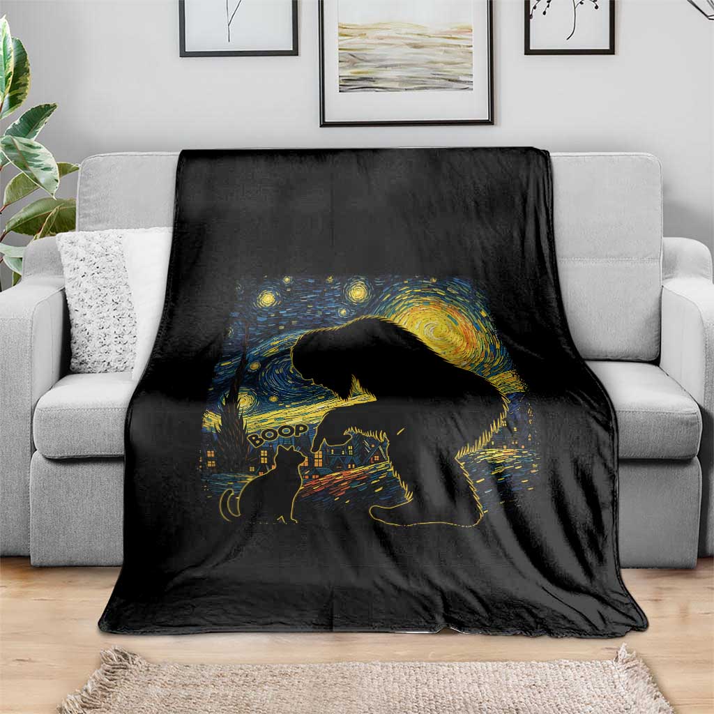 Fun Hand Boop Nose Bigfoot Cat Throw Blanket Sasquatch Starry Night Van Gogh TS10 Print Your Wear
