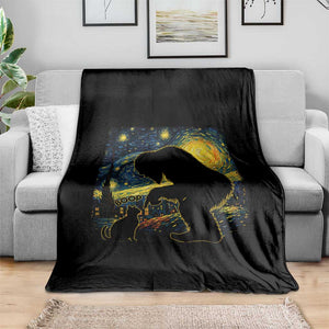 Fun Hand Boop Nose Bigfoot Cat Throw Blanket Sasquatch Starry Night Van Gogh TS10 Print Your Wear