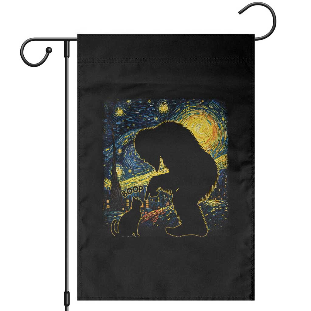 Fun Hand Boop Nose Bigfoot Cat Garden Flag Sasquatch Starry Night Van Gogh TS10 Black Print Your Wear