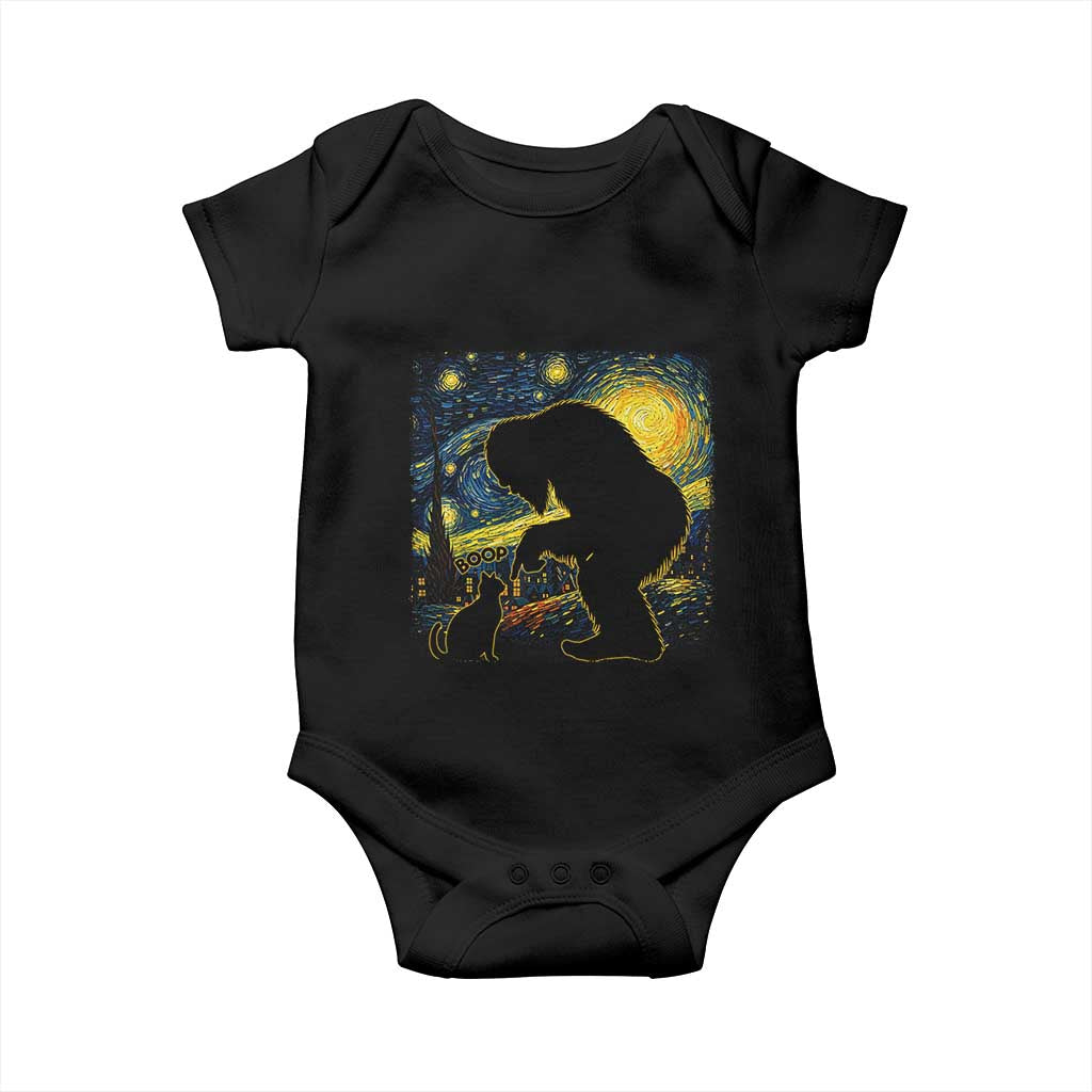 Fun Hand Boop Nose Bigfoot Cat Baby Onesie Sasquatch Starry Night Van Gogh TS10 Black Print Your Wear