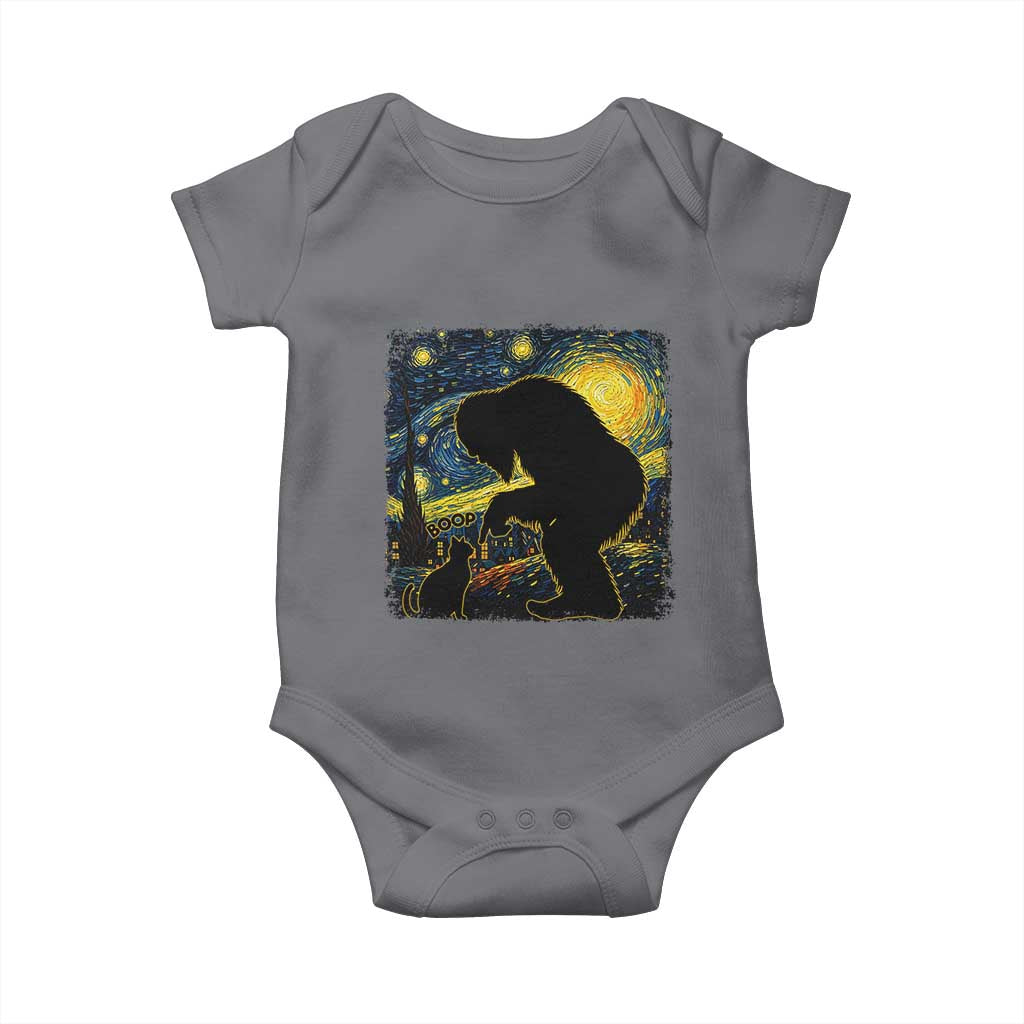 Fun Hand Boop Nose Bigfoot Cat Baby Onesie Sasquatch Starry Night Van Gogh TS10 Charcoal Print Your Wear