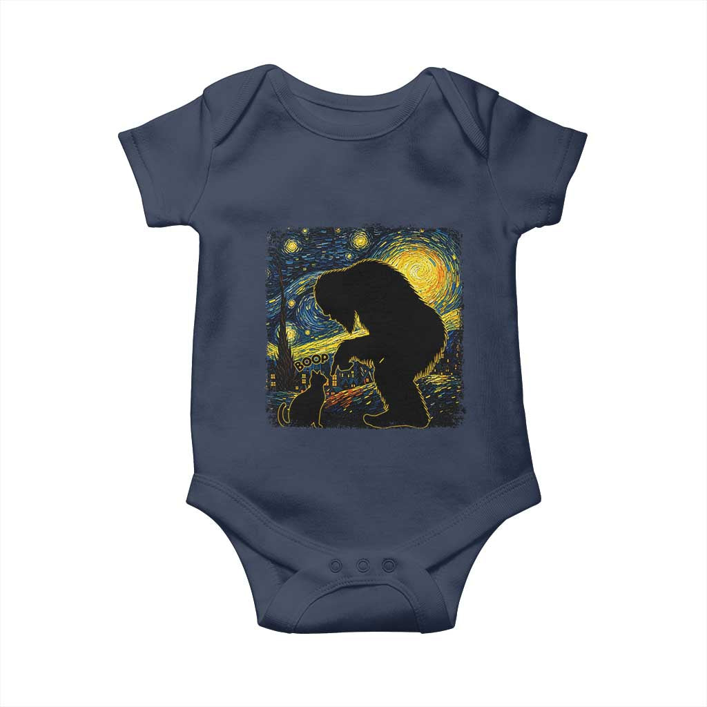 Fun Hand Boop Nose Bigfoot Cat Baby Onesie Sasquatch Starry Night Van Gogh TS10 Navy Print Your Wear