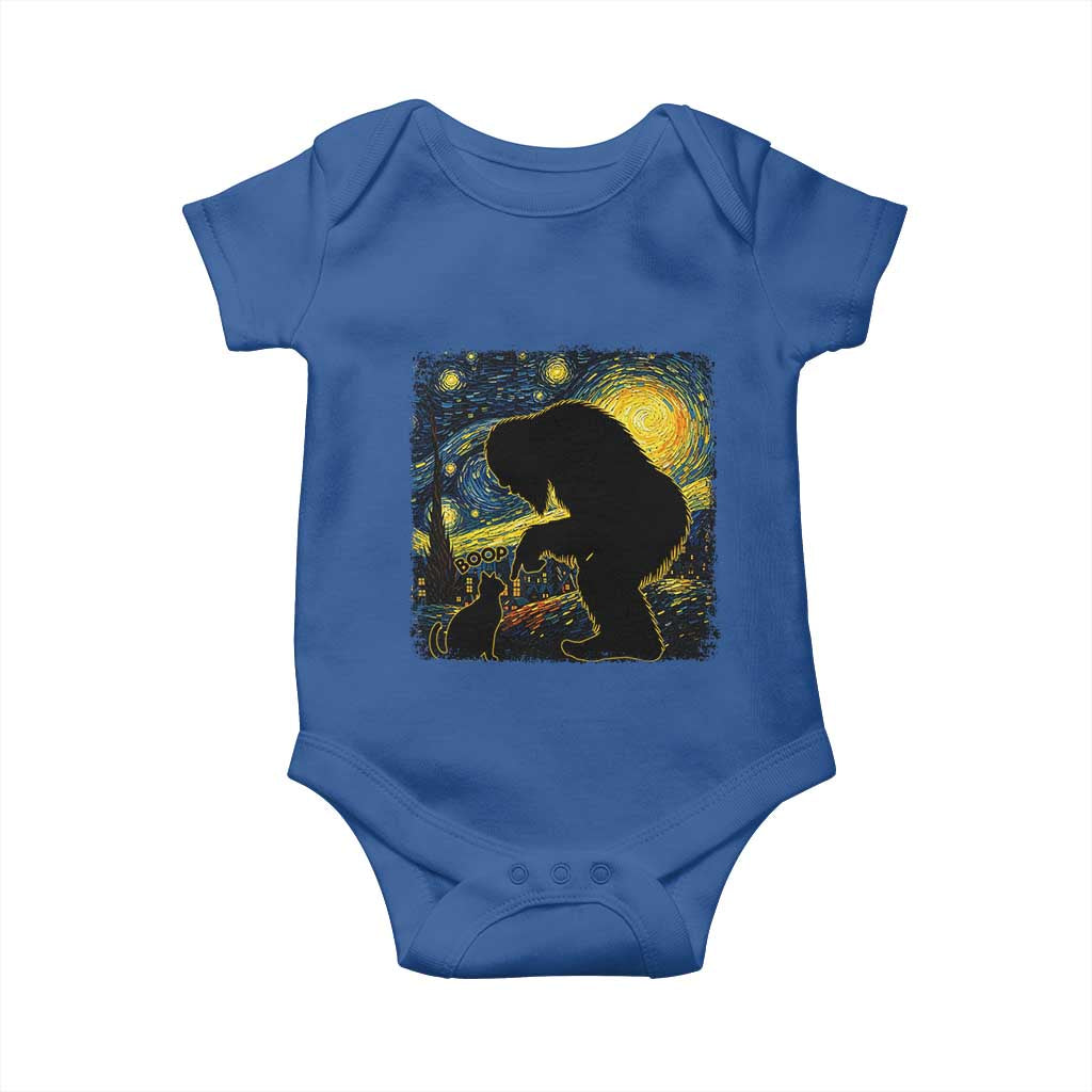 Fun Hand Boop Nose Bigfoot Cat Baby Onesie Sasquatch Starry Night Van Gogh TS10 Royal Blue Print Your Wear