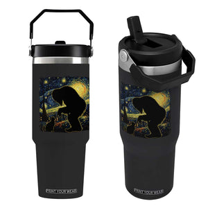 Fun Hand Boop Nose Bigfoot Cat Flip Straw Tumbler Sasquatch Starry Night Van Gogh TS10 One Size: 30 oz Black Print Your Wear