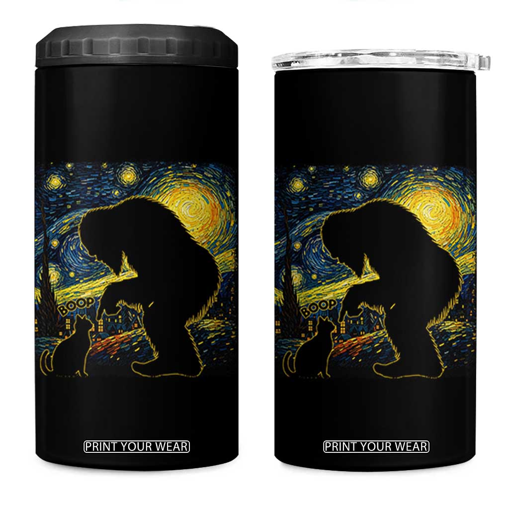Fun Hand Boop Nose Bigfoot Cat 4 in 1 Can Cooler Tumbler Sasquatch Starry Night Van Gogh TS10 One Size: 16 oz Black Print Your Wear