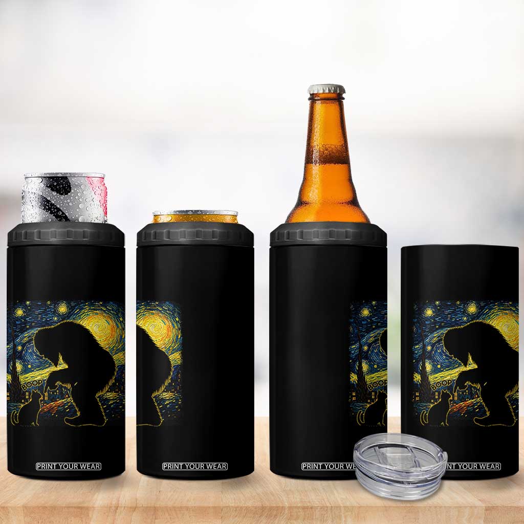 Fun Hand Boop Nose Bigfoot Cat 4 in 1 Can Cooler Tumbler Sasquatch Starry Night Van Gogh TS10 Print Your Wear