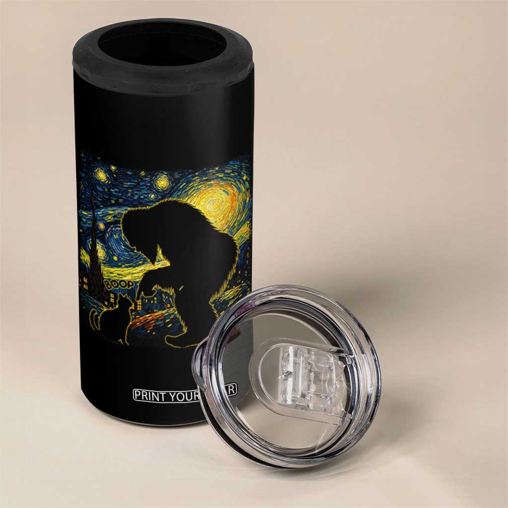 Fun Hand Boop Nose Bigfoot Cat 4 in 1 Can Cooler Tumbler Sasquatch Starry Night Van Gogh TS10 Print Your Wear