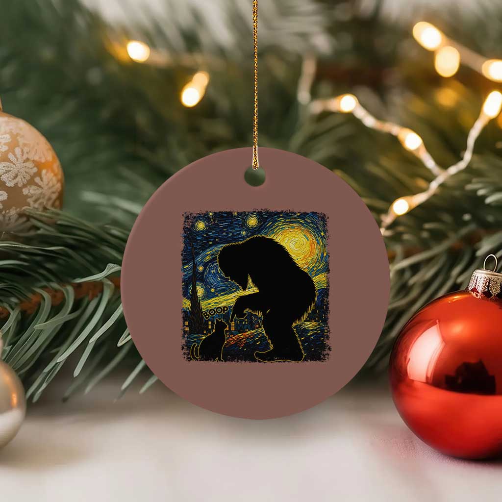 Fun Hand Boop Nose Bigfoot Cat Ceramic Ornament Sasquatch Starry Night Van Gogh TS10 1pc Mocha Print Your Wear
